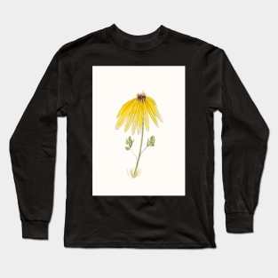 Yellow Cone Flower Sketch in Pen, Ink, and Watercolor Long Sleeve T-Shirt